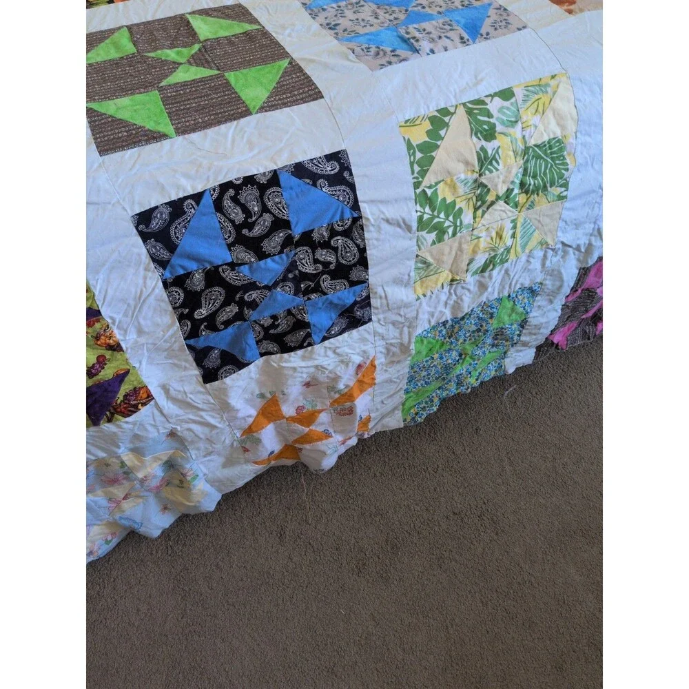 Vintage 50's windmill quilt top Vintage Cotton Fabrics 92 